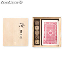 Set de cartas e dados em caixa madeira MIMO9187-40