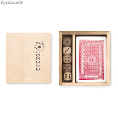Set de cartas e dados em caixa madeira MIMO9187-40