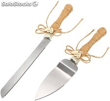 Set de cuchillo y pala kraft boda