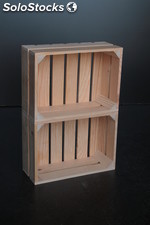 Set de dos cajas en madera de pino macizo para estanteria dos compartimentos