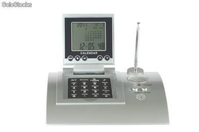 Set de escritorio calculadora, radio, reloj, alarma