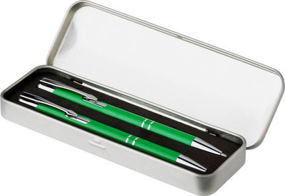 Set de escritura con bolígrafo y portaminas en aluminio