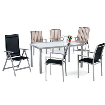 Set de jardín en aluminio modelo Perseo 150/4 compuesto de 1 mesa y 4 sillones
