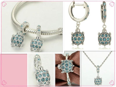 set de joyería plata ,regalo conjunto , diseño de tortuga