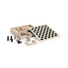 Set de juegos en madera. Incluye mikado, ajedrez, damas