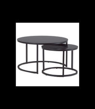 Set de mesa de centro modelo Orca acabado metal negro mate, 53/28cm(alto)