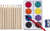 Set de pintura con colores acuarelas pincel y mas