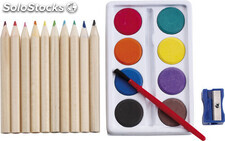 Set de pintura con colores acuarelas pincel y mas