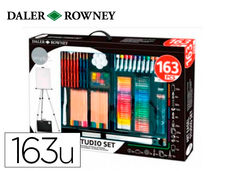 Set de pinturas daler rowney 163 piezas con caballete de aluminio plegable