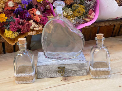 Set de tres piezas de Cristal corazón botellitas decoradas Ritual de las arenas - Foto 4