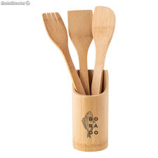 Set de utensilios de cocina de madera, contenedor