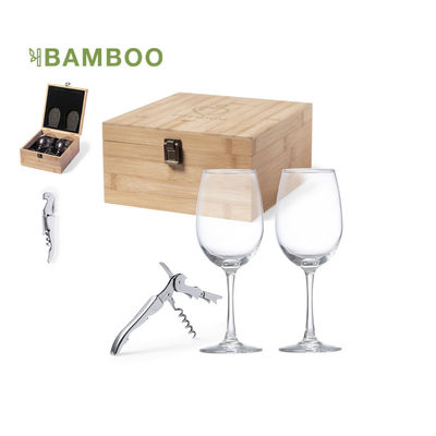 Set de vinos en estuche elegante de bambú.