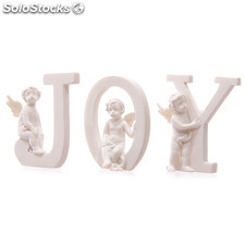 Set di 3 Lettere &#39;JOY&#39; con Cherubini Bianchi