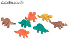 Set gomas de borrar. 7 dinosaurios surtidos en caja con forma de huevo.