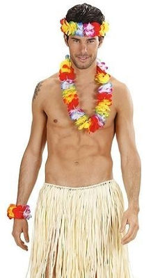 Set hawaiano multicolor lujo (collar, corona, pulsera)