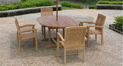 set jardin teca, mesa y 4 sillas, mod. millenium