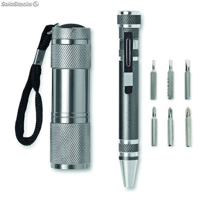 Set linterna con bolígrafo titanio MIMO8559-18