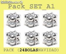 Set Pack A1 (Juego de 24 Bolas de Navidad de alta Calidad) Color Plata