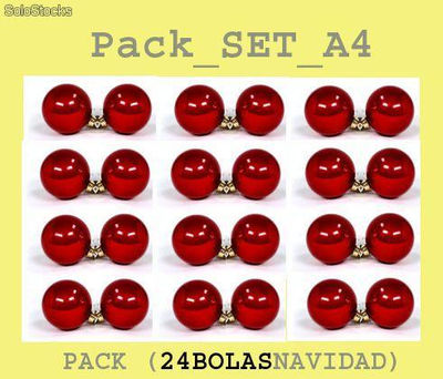 Set Pack A4 (Juego de 24 Bolas de Navidad de alta Calidad) Color Rojas