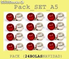 Set Pack A5 (Juego de 24 Bolas de Navidad de alta Calidad) Color Rojas Y Planta