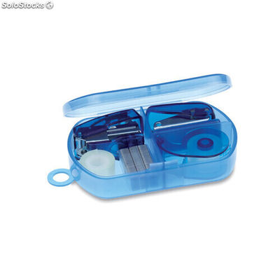 Set papeleria en caja plástico azul transparente MIMO7623-23