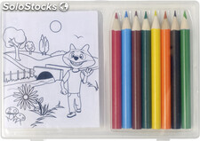 Set para colorear con 20 hojas y 8 lápices de colores
