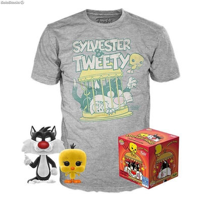 Set POP &amp; t-shirt Looney Tunes Sylvestre and Tweety Flocked Exclusive taglia L