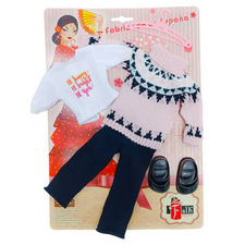 Set ropa muñeca Folk Artesanía leggins, camiseta personalizable y jersey muñecas