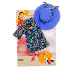 Set ropa muñeca Folk Artesanía vestido estampado y pamela, edición limitada de