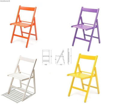 Set sedie richiudibile a libro in legno giallo arancio bianco viola