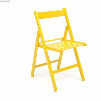 Set sedie richiudibile a libro in legno giallo arancio bianco viola - Foto 3