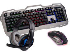 Set teclado y raton ngs pack gaming gbx-1500 con auricular estereo y microfono