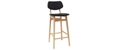 Sgabello / sedia da bar design nero e legno naturale 65 cm NORDECO