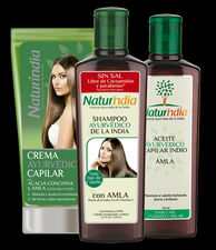 Shampoo, Crema Capilar y Aceite Capilar de Naturindia, tratamiento intensivo