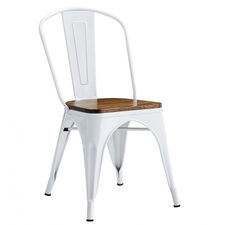 Silla acero tyle plus con madera - blanca