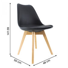 Silla de comedor TULIP pies de madera y asiento blando 48x50x82H Diseño Nórdico