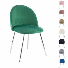 Silla de salón SHELBY 50x45x80H cm sillón vintage terciopelo y pies plata Verde