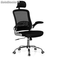 REACONDICIONADO Silla de Oficina Ergonomica, ROYAL, con cabecero y soporte  lumbar, en negro 