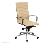 Silla oficina similpiel blanca alta Aluminium Eames doble m.