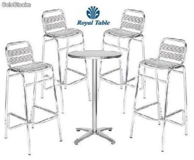 Sillas y mesas periqueras de aluminio para terraza -5 Piezas royal table