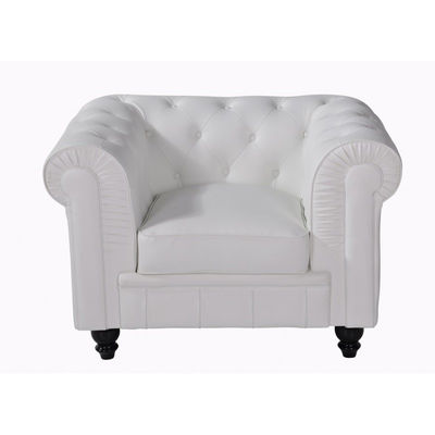 Sillón chester con tapizado similpiel blanca