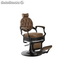 Sillón Clásico Barbero Hidráulico Vintage Reposapies Modelo Mae Black -Marrón