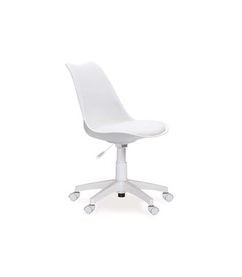 Sillón giratorio Lina tapizado en simil piel blanco, 79-89cm(alto) 60cm(ancho)