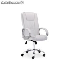 Silla de oficina DORIS, estructura cromada, en piel blanca 