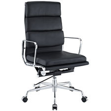 Sillon oficina piel negra alto Aluminium Eames max