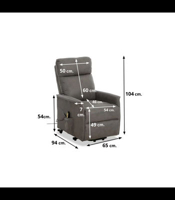 Sillón relax levantapersonas eléctrico Stylo tapizado en tela gris, 102cm(alto) - Foto 2