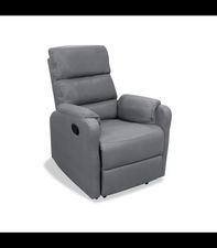 Sillón relax manual Eva tapizado gris, 71cm(Ancho) 93cm (Fondo) 106cm(Alto)