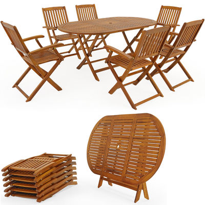Sitzgruppe 1 Tisch + 6 Stühle akazienholz
