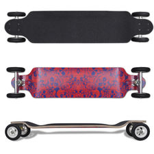 Skate Longboard com rodas grandes, vermelho, 103 cm