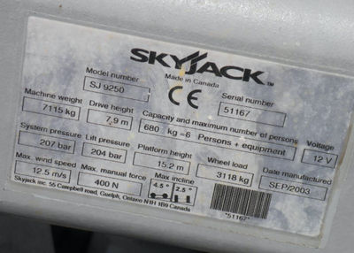 Skyjack sj 9250, Año 2003. - Foto 3